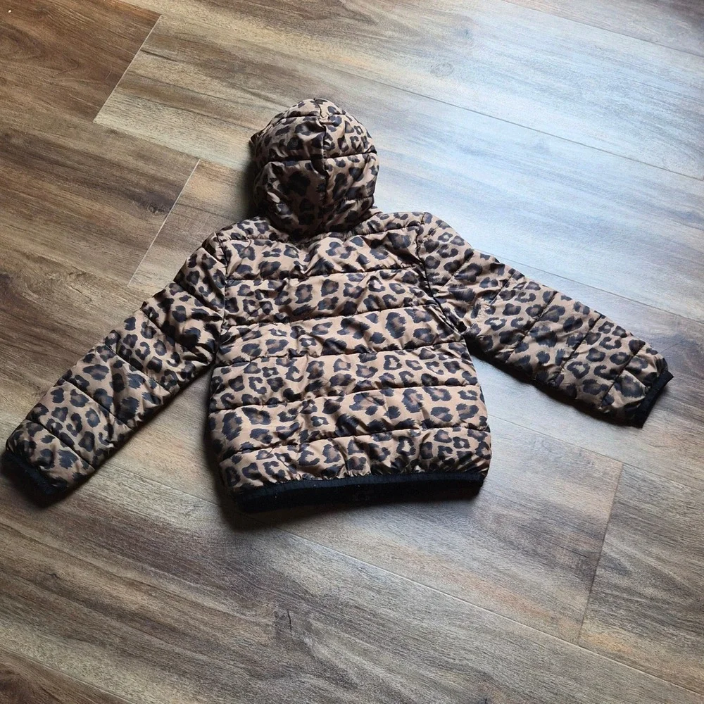 Epic Threads Kids Leopard Print Puffer Jacket with Cat Ear Hood Brown 4T Winter